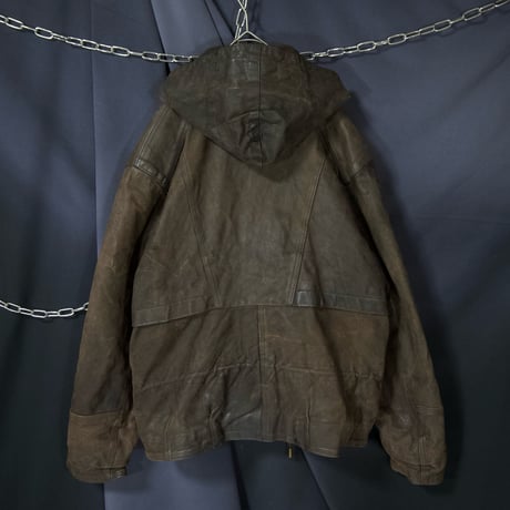 FRANCE made Leather Oiled Fireman Jacket/Mountain Hoodie