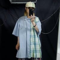 PellePelle Asymmetry London Stripe Border Madras Check Seersucker Switch 3XL S/S Shirts