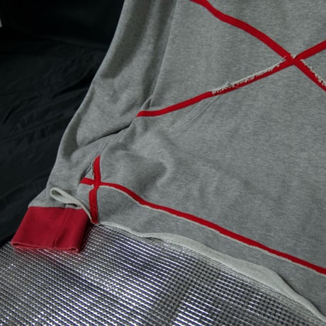USED “ Deformation Design “ Wide V-Neck Over Hoodie Cut Off Sweatshirt