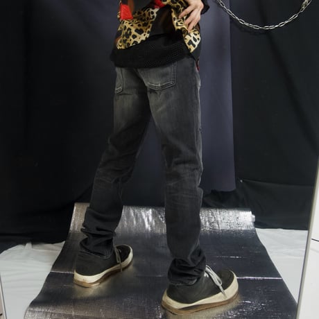 Big John Japan made Crush,Damage Wash,Fade Black Skinny Denim