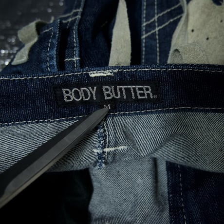 c96~04 BODY BUTTER Leather Switching BootsCut Flare Denim