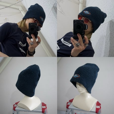 USED Shorthorn Surf Design Ribbed Balloon Knit Cap