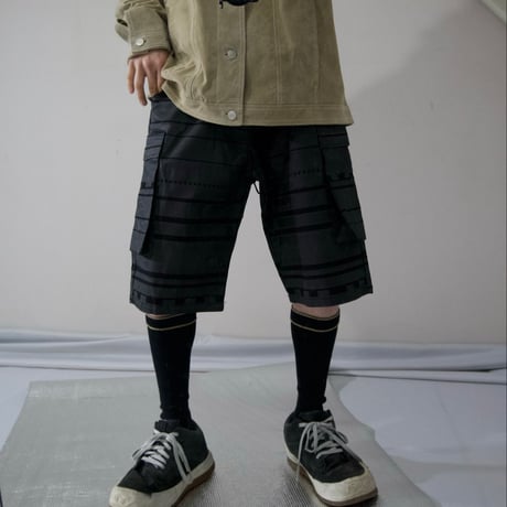 SDTR TOKYO Geometric&Ethnic Border Coating Cotton Shorts