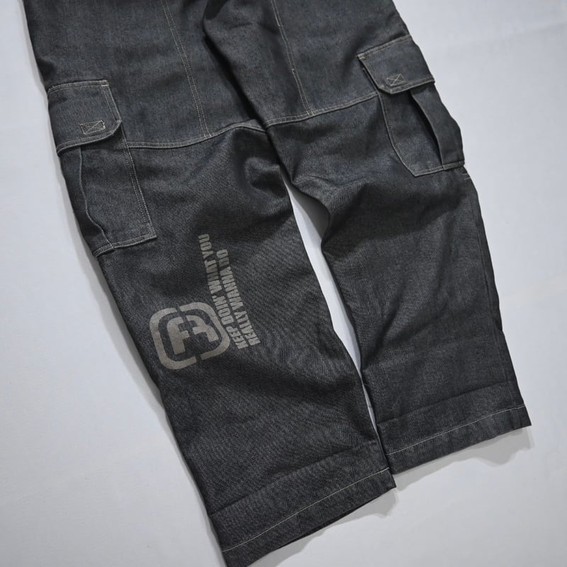 Freaky Gimmick Design Shiny Baggy Cargo Denim O