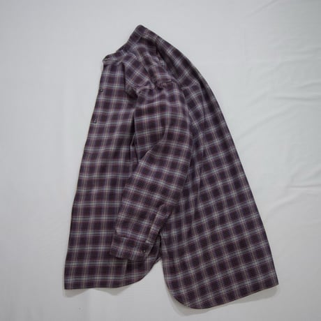 50s~60s ELTVA France made Vintage Band Collar Check Grandpa Smock Shirts
