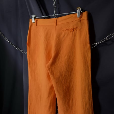 90s~ Italy made Carrot Orange Linen Cropped Flare Pants