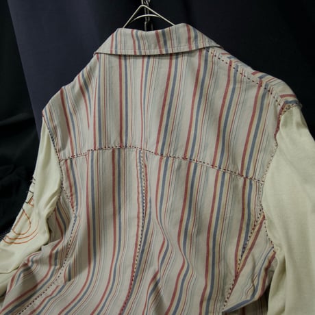 Sabotage Different Weaving Switches Cotton Multi Striped Tailored Jacket