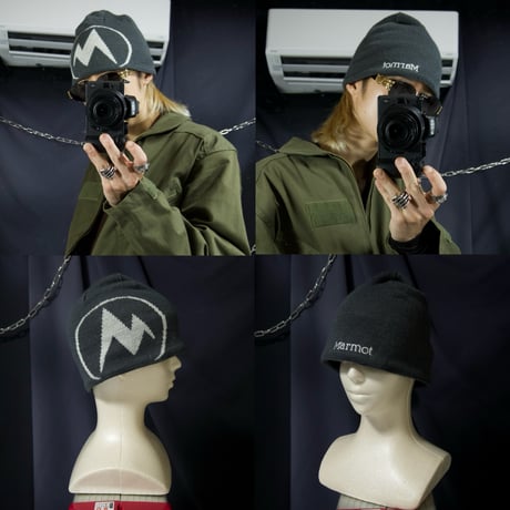 Marmot Lighting&Logo Embroidery Acrylic×Wool Balloon Knit Cap
