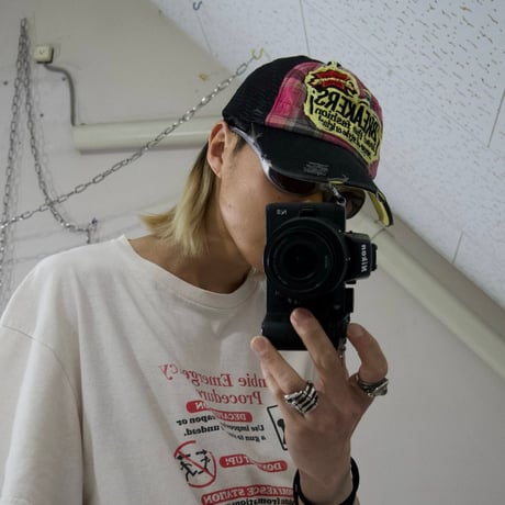 USED Tartan Check Embroidery Damage Mesh Cap