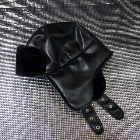 USED PU Leather Fleece Boa Flight Cap