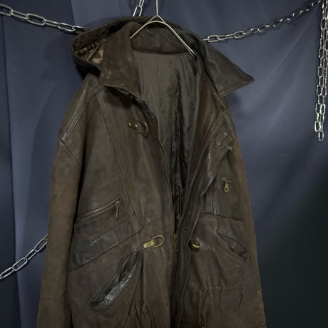 FRANCE made Leather Oiled Fireman Jacket/Mountain Hoodie