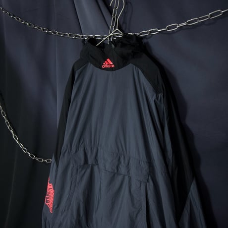 10s Adidas HighNeck Deformation Diagonal Zipper Nylon Anorak Jacket/Mountain Hoodie