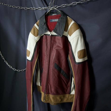 Euro USED Pig Leather Racing Biker Design Single Riders Jacket