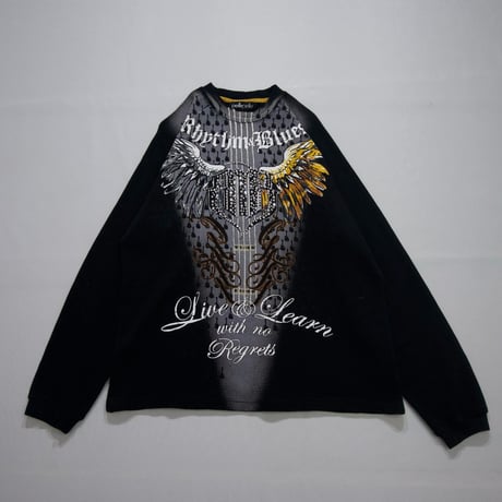 PellePelle Rhinestone Thermal Feather&Guiter Graphics L/S Tee