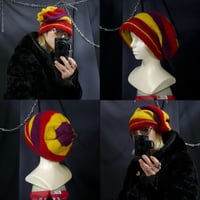USED Border Crochet Wool Knit Tum Cap/Balloon Cap