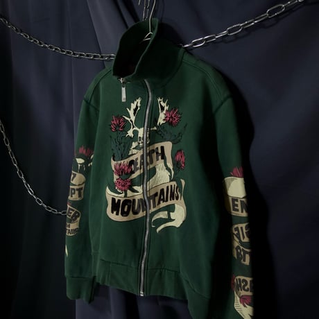 ENERGIE Shorthorn Skull Flowers Graphics FullZip HighNeck Sweatshirt