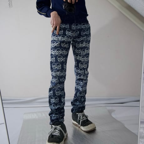 90s~00s Hysterics Skull Patterns Denim Pants