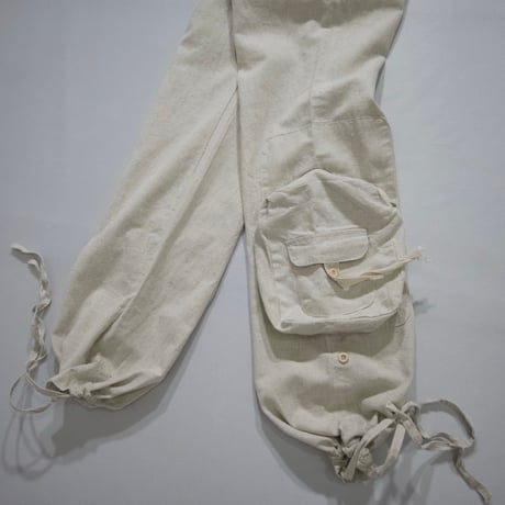 USED Multi Zippers&PocketsGimmick Parachute Linen Pants