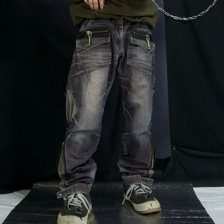 PPFM Zipper Gimmick Wash Shiny Denim (Flare/Tapered/Loose Straight)
