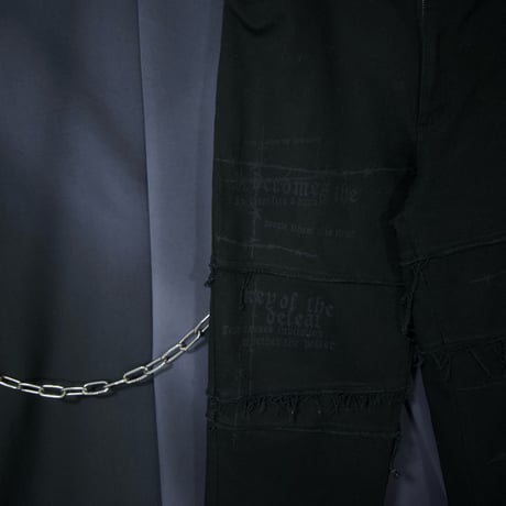 SLASH NUMBER Cross Fracture Barbed Wire TSUGIHAGI Fringe CutOff Design Pants