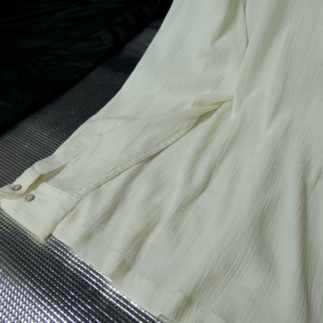 90s~00s RENOWN Japan made Triacetate Pleats Gauze Emblem Embroidery L/S Shirts