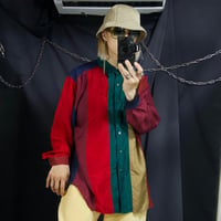 90s STUNT Crazy Multi Color Striped Silk100% L/S Shirts