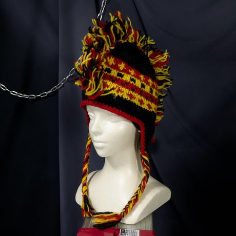 USED Fringe Mohawk Germany Color Wool Knit Cap