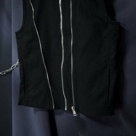 LIP SERVICE Deformation Zipper Gimmick Silver Foil Switching Riders Denim Vest