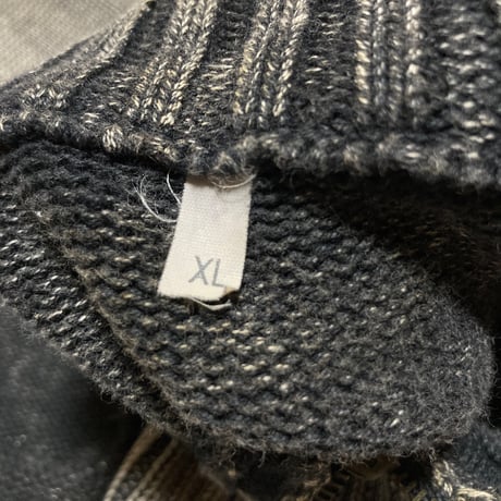 Unknown USED Cotton FullZip Design Knit Sweater