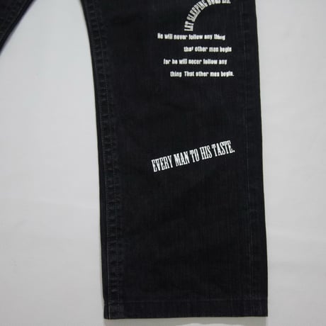USED Skull&Proberbs Design Denim Baggy Pants