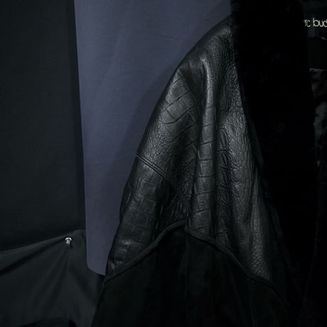 90s Marc Buchanan Pelle Pelle Dolman Sleeves Crocodile Boa Suede Switched Leather Jacket/Gang Coat