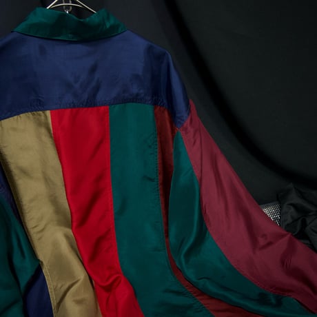 90s STUNT Crazy Multi Color Striped Silk100% L/S Shirts