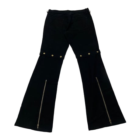 Black Peace Now Zipper 2way Design Flare Pants