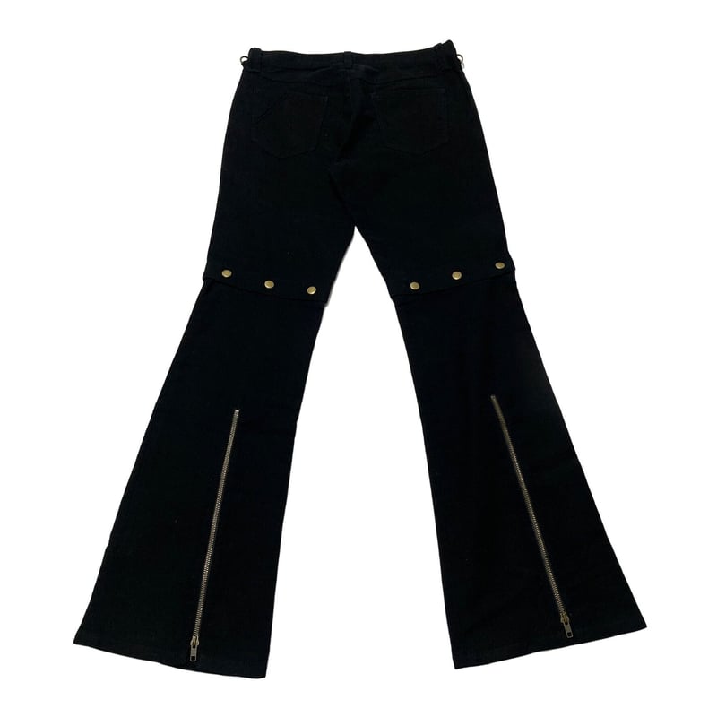 Black Peace Now Zipper 2way Design Flare Pants