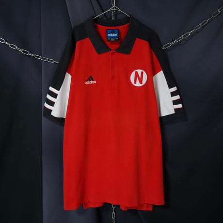 90s~00s Adidas TEAM Nebraska University Embroidery Football S/S Polo Shirts