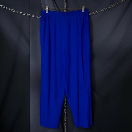 ChristineLaure France made Vivid Cerulean Blue Viscose Rayon 100% Wide Tapered Easy Pants