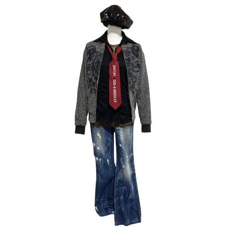 Red Pepper Grunge Design LowRise Denim Flare Pants