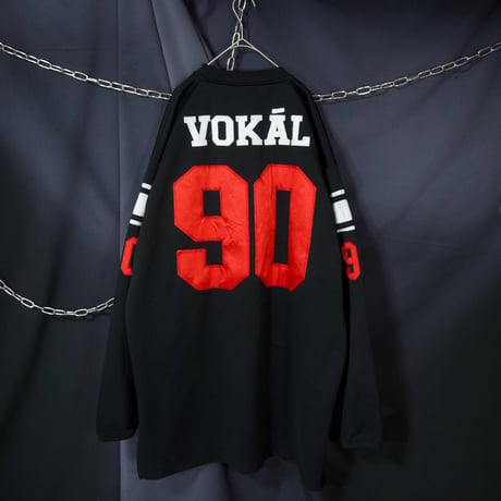 00s VOKAL Oversized Numbering Embroidery V-Neck L/S Game Shirts