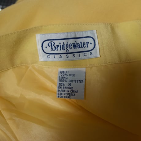 90s Bridgewater 2Tuck Silk 100% Pale yellow Pegtop Tapered Slacks