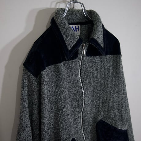 90s~ OLD ABAHOUSE Velvet Switching Sports Knit Jacket