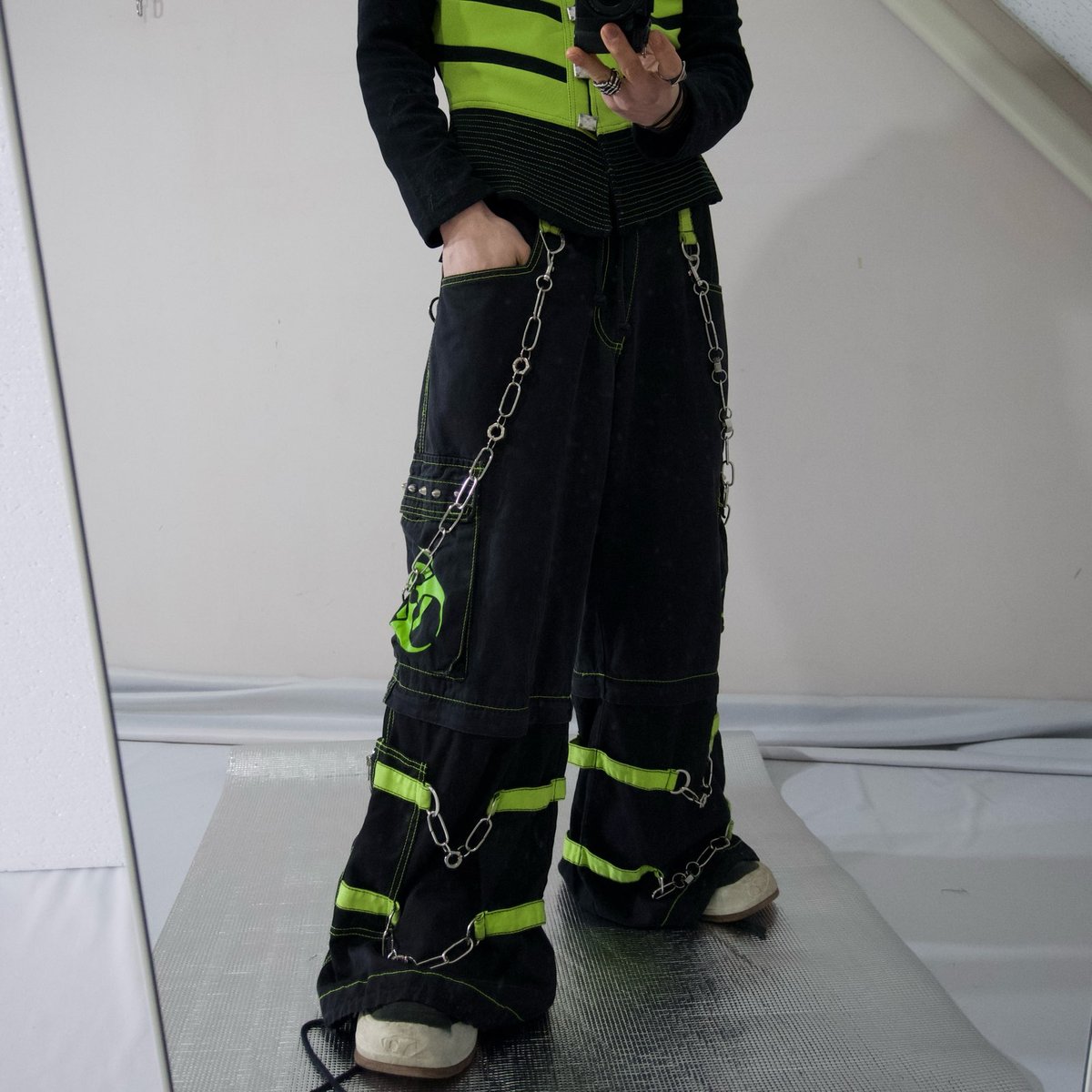 TRIPP NYC Chains Studs Zip Biohazard Print Deta TRIPP NYC Chains Studs Zip Biohazard Print Deta