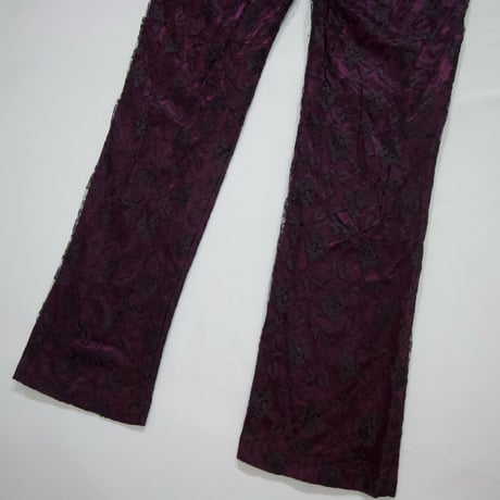 80s TRIPP nyc USA made Flower Lace Rayon Design Boots Cut Pants
