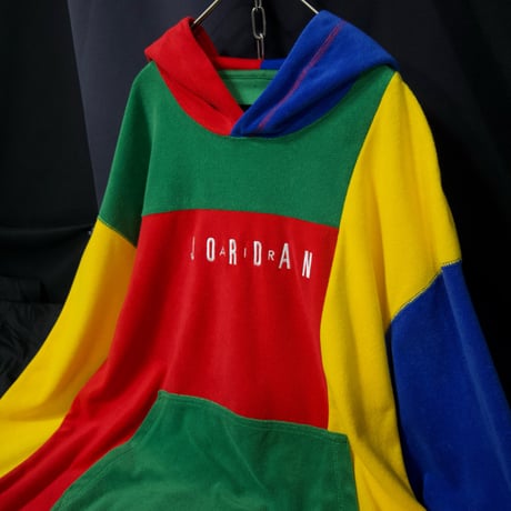 JORDAN Crazy Patterns Multi Colors Panel Switching Embroidery Pile Hoodie