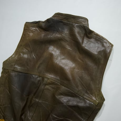 England made Suede Switching HighNeck Leather Vest