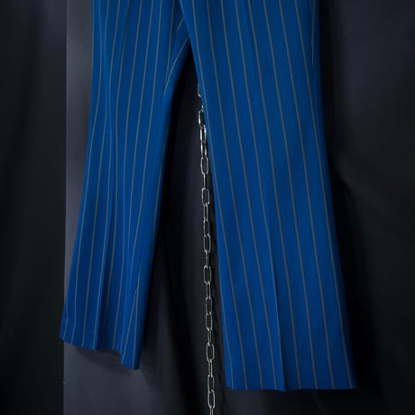 70s FARAH USA made Center Crease School in Color Chalk Stripe (Bird’s Eye) Flare Slacks
