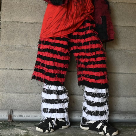 GYAKU_SOU All Hand Sewing  Denim Leg&Arm Warmers Prisoner Borders