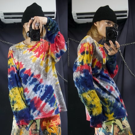 Psychedelics/Ethnics Tie-Dye Patterns Boro,Crush,Damage L/S Tee