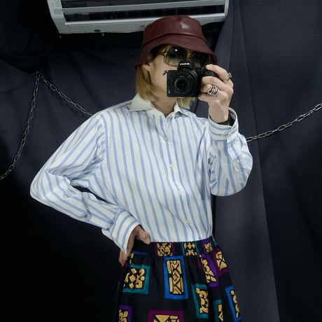 90s Polo by Ralph Lauren “None Pony Embroidery” Regatta Stripe Horizontal Collar L/S Clerical Shirts