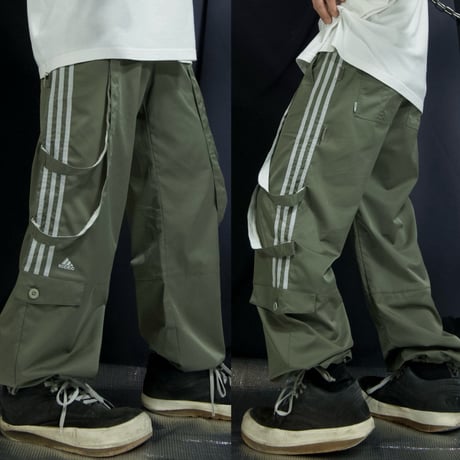 00s (c2008) Adidas Bondage Techno ♾️way Gimmick Parachute Pants