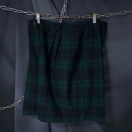 90s SAG HARBOR Black Watch Tartan Check 2tuck Wide Shorts